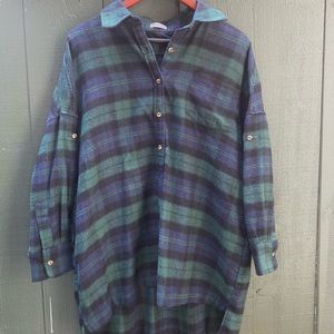 Oversized Green/Blue Vagabond Flannel
